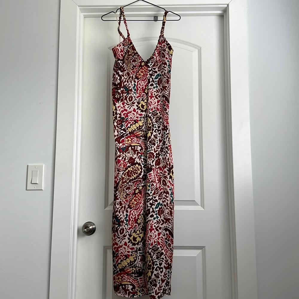 NWT ZARA PRINT DRESS long/midi size Medium fall colors